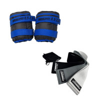 Набор для фитнеса EasyFit "Сила и Контроль 2в1". Состав набора: тканевые резинки (эспандеры) для фитнеса (3в1) + наборные утяжелители для ног и рук EasyFit (вес 0,5-2,5 кг), Синий