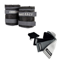 Набор для фитнеса EasyFit "Сила и Контроль 2в1". Состав набора: тканевые резинки (эспандеры) для фитнеса (3в1) + наборные утяжелители для ног и рук EasyFit (вес 0,5-2,5 кг), Серый