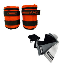 Набір для фітнесу EasyFit “Сила і Контроль 2в1”. Склад набору: тканинні гумки (еспандери) для фітнесу (3в1) + набірні обтяжувачі для ніг і рук EasyFit (вага 0,5-2,5 кг), Помаранчевий