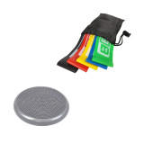 Набір для фітнесу №5 "Стійкість і витривалість PRO 2в1". Склад набору: балансувальна масажна подушка та гумові кільця (5в1)