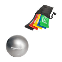 Набір для фітнесу №3 "Стійкість і витривалість PRO 2в1". Склад набору: фітбол та гумові кільця (5в1)