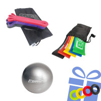 Набір для фітнесу №3 "Стійкість і витривалість PRO 4в1". Склад набору: фітбол, гумові петлі (3в1), гумові кільця (5в1) + кистьовий еспандер у подарунок