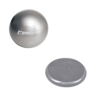 Набор для фитнеса №1 "Стойкость и выносливость PRO 2в1". Состав набора: балансировочная массажная подушка и мяч для фитнеса (фитбол)