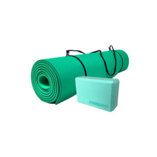 Набір для йоги: Двошаровий килимок EasyFit 183x61 см, товщина 6 мм, TPE/TC+ Блок для йоги EasyFit EVA