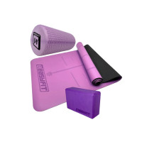 Набор для йоги: Профессиональный коврик EasyFit Pro 184x68 см, толщина 5 мм, каучук + Блок для йоги EasyFit EVA + Массажный ролик EasyFit Foam Roller, длина 45 см, диаметр 15 см