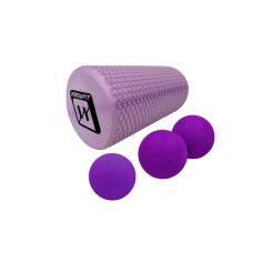Набір для МФР: Масажний ролер EasyFit Foam Roller 45 см + Масажний м'ячик EasyFit TPR подвійний 12х6 см + Масажний м'ячик EasyFit TPR 6 см