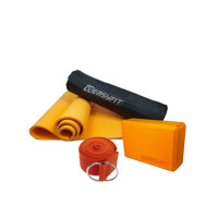 Набір для йоги: Килимок Premium Mat EasyFit з чохлом, 183x61 см, товщина 8 мм, PER + Блок для йоги EasyFit EVA + Ремінь для йоги