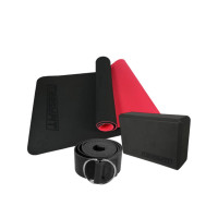 Набір для йоги: Двошаровий килимок EasyFit, 183x61 см, товщина 6 мм, TPE/TC + Блок для йоги EasyFit EVA + Ремінь для йоги