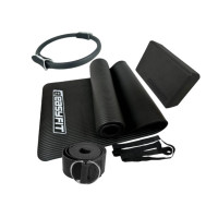 Набір для йоги: Коврик EasyFit 180x60 см, товщина 10 мм, NBR + Кільце для пілатесу 38 см + Блок для йоги EasyFit EVA + Ремінь для йоги