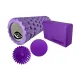Набор для йоги: Массажный ролик (валик) EasyFit Grid Roller Mini, длина 30 см, диаметр 10 см + Блок для йоги EasyFit EVA 23х15,5 + Массажный мячик EasyFit TPR 6 см + Массажный мячик EasyFit PVC 9 см жесткий