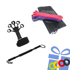 Набір для тренувань №3 "Залізна хватка PRO 4в1". Склад набору: гумові петлі (3в1), еспандер для пальців, силовий пружинний еспандер + кистьовий еспандер в асортименті у подарунок