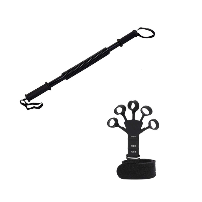 Набор для тренировок №6 "Железная хватка PRO 2в1". Состав набора: эспандер для пальцев и силовой пружинный эспандер