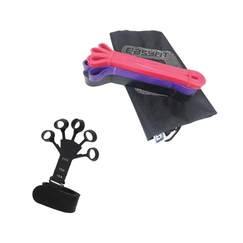 Набір для тренувань №4 "Залізна хватка PRO 2в1". Склад набору: гумові петлі (3в1) та еспандер для пальців рук