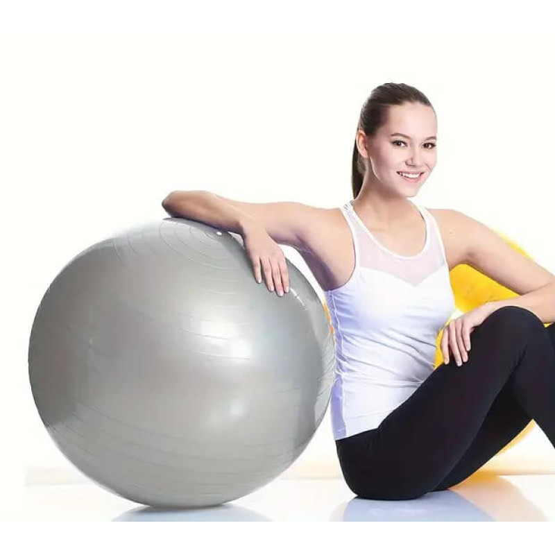 Мяч для фитнеса EasyFit, Диаметр 65 см, Максимальная нагрузка 120 кг, ПВХ, Серый