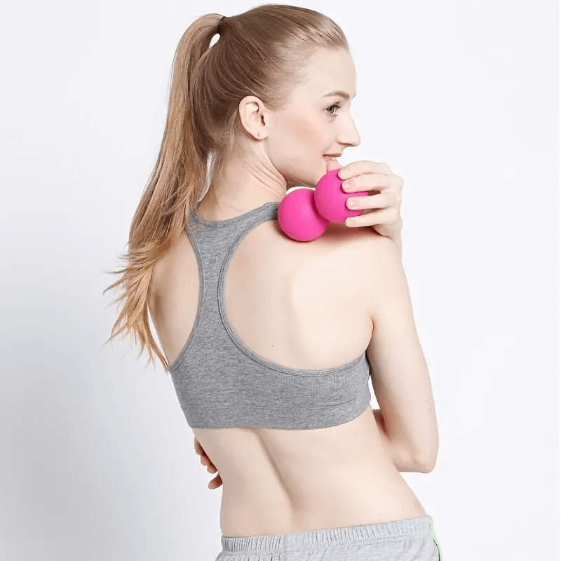 Подвійний масажний м'яч EasyFit, Довжина 12 см, Діаметр 6 см, Матеріал TPR, для МФР, зняття напруги та самомасажу, Фіолетовий