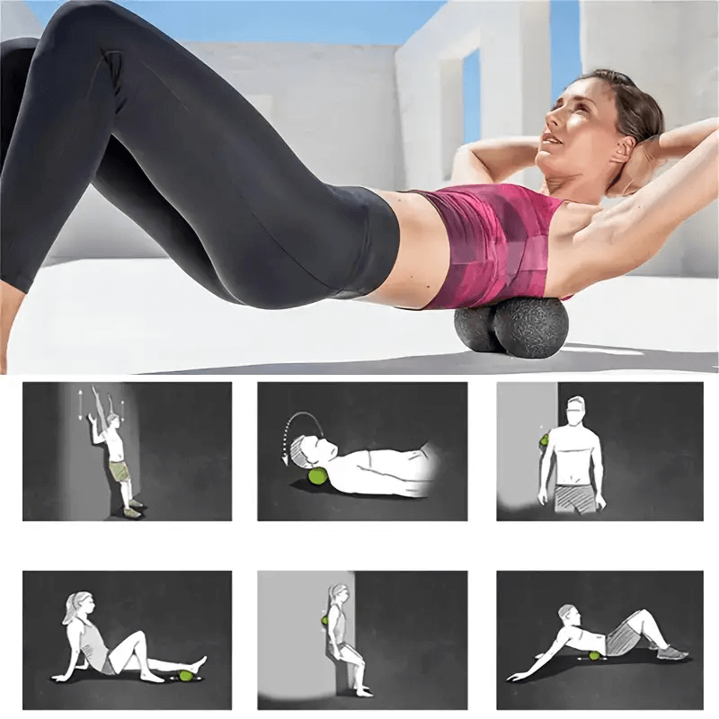 Подвійний масажний м'яч EasyFit, Довжина 12 см, Діаметр 6 см, Матеріал TPR, для МФР, зняття напруги та самомасажу, Фіолетовий