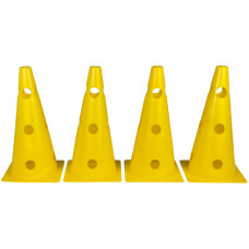Конусы-фишки спортивные EasyFit (набор 4 штуки), Высота 31 см, Ширина 16 см, ПВХ, Жёлтый,  Для организации тренировок