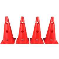 Конусы-фишки спортивные EasyFit (набор 4 штуки), Высота 31 см, Ширина 16 см, ПВХ, Красный,  Для организации тренировок