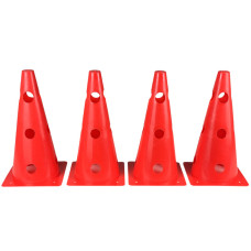Конусы-фишки спортивные EasyFit (набор 4 штуки), Высота 31 см, Ширина 16 см, ПВХ, Красный,  Для организации тренировок