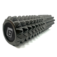 Массажный ролик EasyFit Solid Grid Roller v.2.2s, Длина 45 см, Диаметр 13 см, Цельный каркас, EVA-пена с массажной 3D поверхностью, для МФР, фитнеса, йоги и реабилитации, Черный
