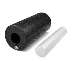 Массажный ролик (валик) EasyFit LightWeight с массажером для стоп, Длина 33 см, Диаметр 14 см, EPP (вспененный полипропилен), для МФР, фитнесу, йоги та реабилитации, Черный