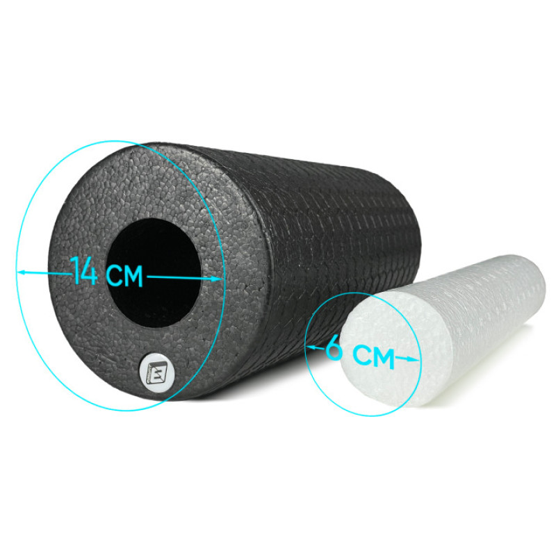 Массажный ролик (валик) EasyFit LightWeight с массажером для стоп, Длина 33 см, Диаметр 14 см, EPP (вспененный полипропилен), для МФР, фитнесу, йоги та реабилитации, Черный