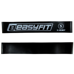 Фитнес-резинка для ног EasyFit №5 X-Heavy, Сопротивление 18 кг, Латекс, Длина 60 см, Ширина 5 см, Толщина 1,2 мм, Черный