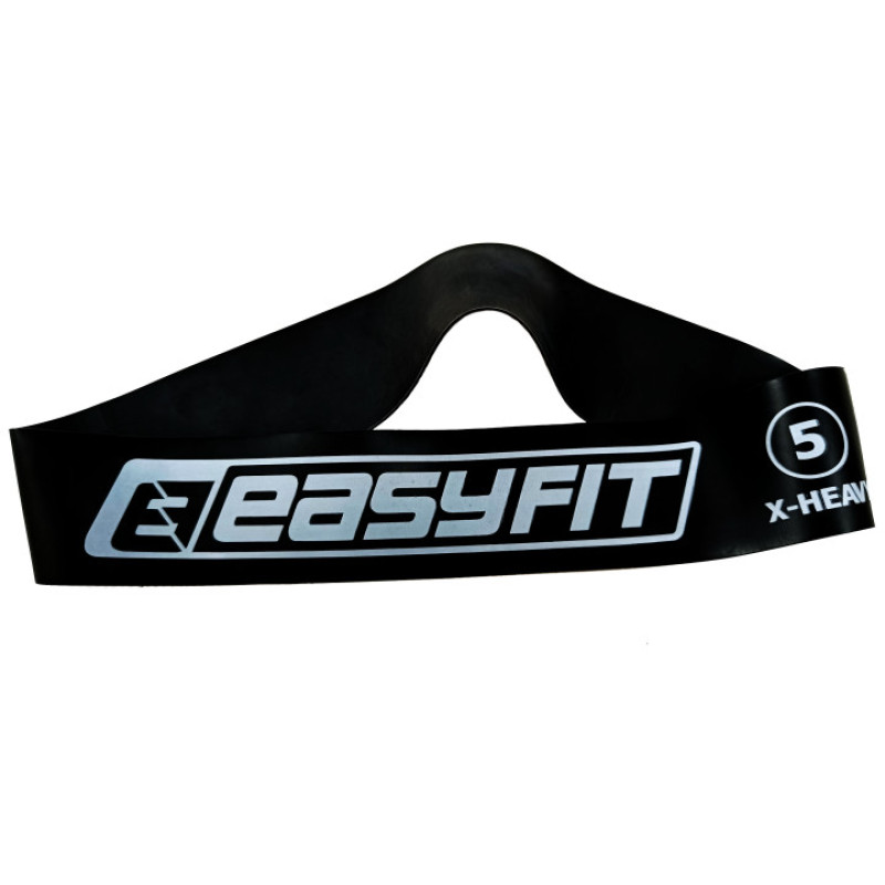Гумове кільце (еспандер) EasyFit №5 X-Heavy, Опір 18 кг, Латекс, Довжина 60 см, Ширина 5 см, Товщина 1,2 мм, Чорний, Для занять фітнесом, йогою, пілатесом і кросфітом