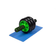 Ролик для пресса тройной EasyFit с ковриком, Диаметр 14 см, Ширина 27 см, Сталь, Пластик, Неопрен, Зеленый