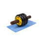 Ролик для пресу потрійний EasyFit з килимком, Діаметр 14 см, Ширина 27 см, Сталь, Пластик, Неопрен, Жовтий 