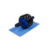 Ролик для пресу потрійний EasyFit з килимком, Діаметр 14 см, Ширина 27 см, Сталь, Пластик, Неопрен, Синій 