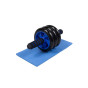 Ролик для пресу потрійний EasyFit з килимком, Діаметр 14 см, Ширина 27 см, Сталь, Пластик, Неопрен, Синій 