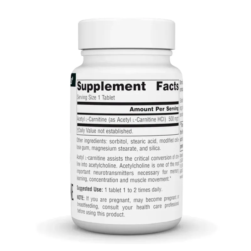 Ацетил Л Карнитин Source Naturals (Acetyl L-Carnitine) 500 мг, 30 таблетокАцетил L-карнитин Source Naturals