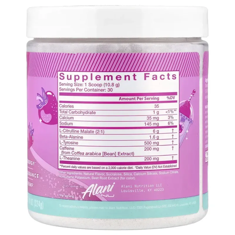 Alani Nu, Pre-Workout, Pink Slush, 11.4 oz (324 g)Alani Nu Предтренировочный комплекс