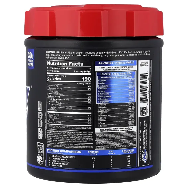 ALLMAX, CLASSIC ALLWHEY®, 100% источник сывороточного протеина, шоколад и арахисовое масло, 425 г (0,9 фунта)