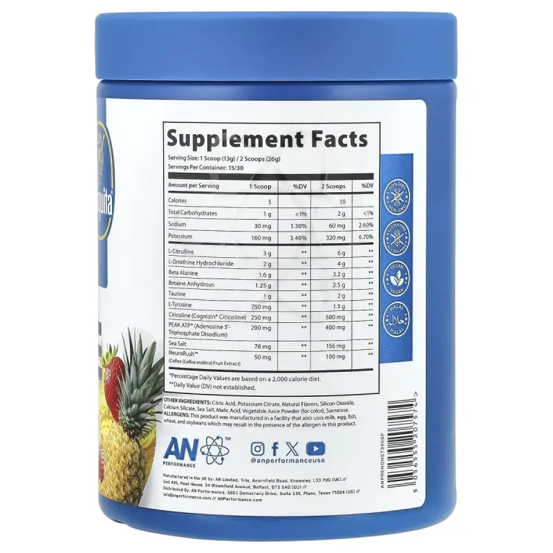 ABE, Pre-Workout, Zero Caffeine, Pineapple Strawberry, 13.75 oz (390 g)