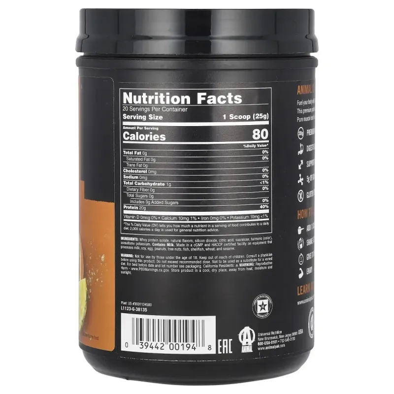 Animal, Clear Whey Isolate, Pineapple Orange, 1.1 lb (500 g)