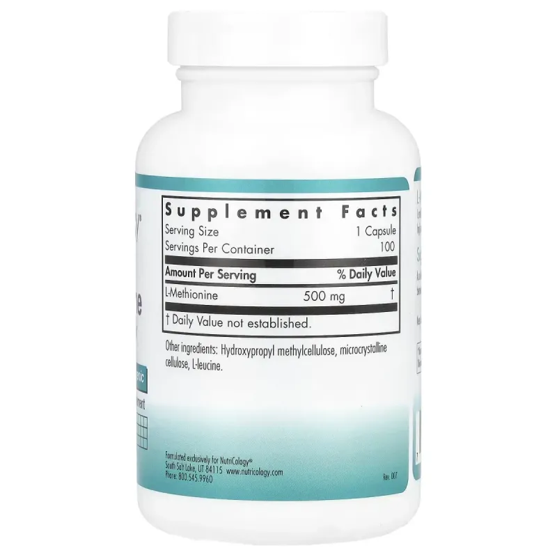 L-Метионин Nutricology (L-Methionine) 500 мг 100 капсул