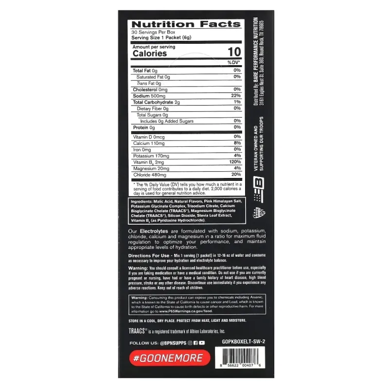 BPN, Electrolytes, суміш для зволоження, з солоним кавуном, 30 пакетиків по 6 г (0,21 унції)