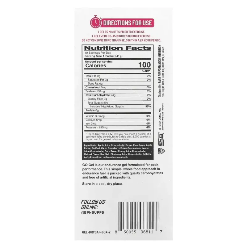 BPN, Go Gel, Mixed Berry CAF, 10 Packets, 1.45 oz (41 g) Each