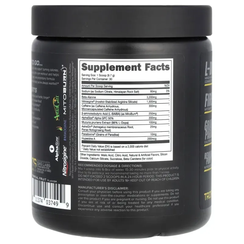 Bucked Up, LFG Burn, передтренувальний прийом, тропічний, 291 г (10,26 унції)