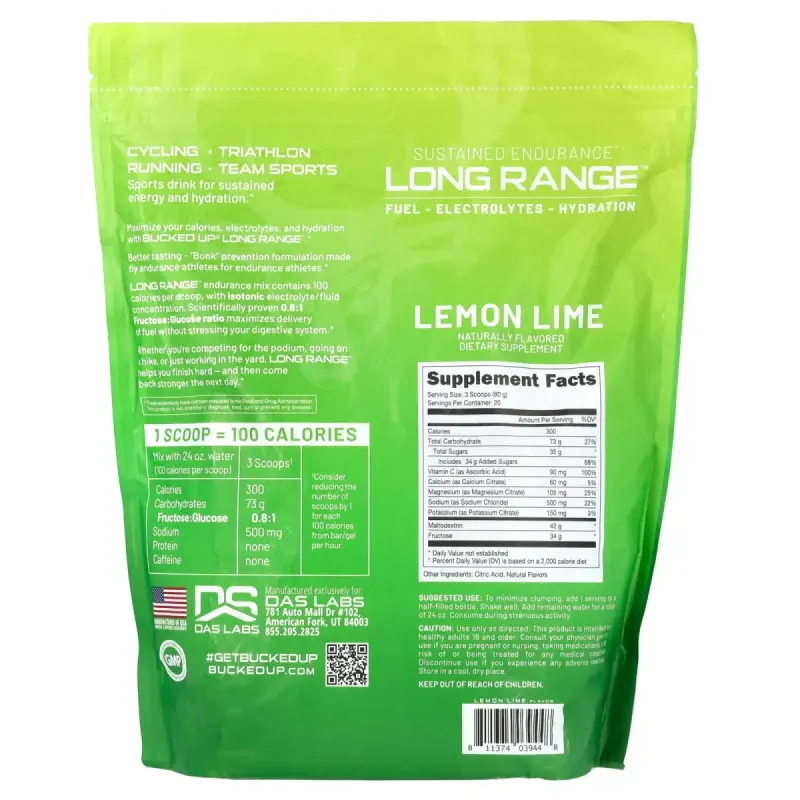 Bucked Up, Long Range, Lemon Lime, 56.4 oz (1,600 g)