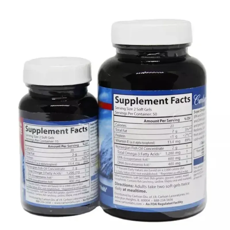 Супер Омега-3 Carlson (Super Omega-3 Gems in fish gelatin) 1200 мг 100+30 желатинових капсул