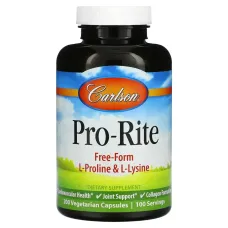 Пролін та лізин Carlson Labs (Pro-Rite Proline & Lysine) 200 капсул