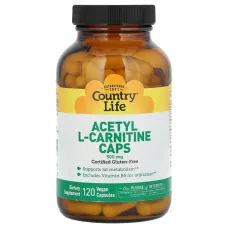 Country Life, Acetyl L-Carnitine Caps, 500 mg, 120 Vegan Capsules