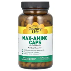 Max-Amino в капсулах, с витамином B6, Country Life, 180 вегетарианских капсул