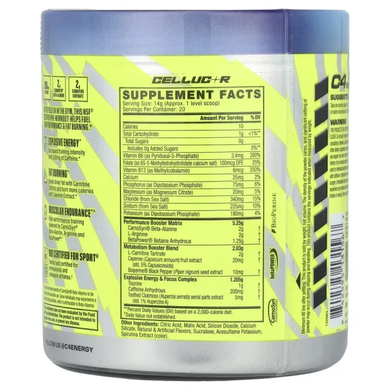 Cellucor, C4 Sport, арктичний сніговий конус для передтренувальної підготовки, 280 г (9,9 унції)