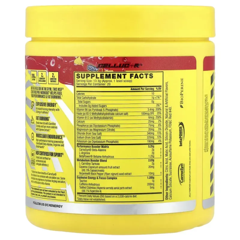 C4 / Cellucor, C4® Sport Ripped, Pre-Workout, Jolly Rancher Cherry, 9.4 oz (266 g)C4 Cellucor C4® Sport Ripped — предтренировочный комплекс