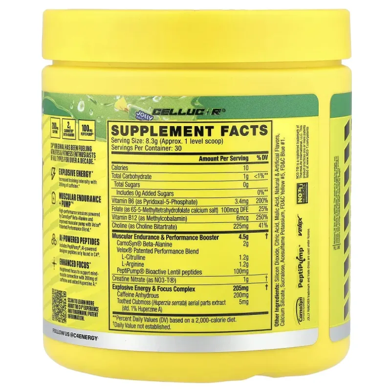 C4 / Cellucor, C4® Original, Pre-Workout, Jolly Rancher Green Apple, 8.8 oz (249 g)Cellucor C4® — предтренировочный комплекс