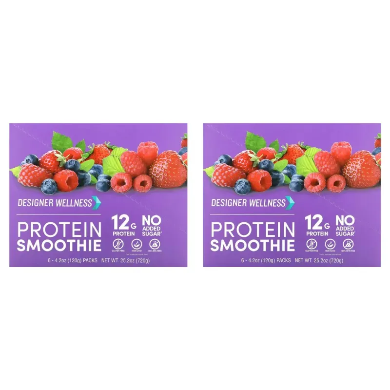 Designer Wellness, Protein Smoothie, Mixed Berry, 12 Pack, 4.2 oz (120 g) Each